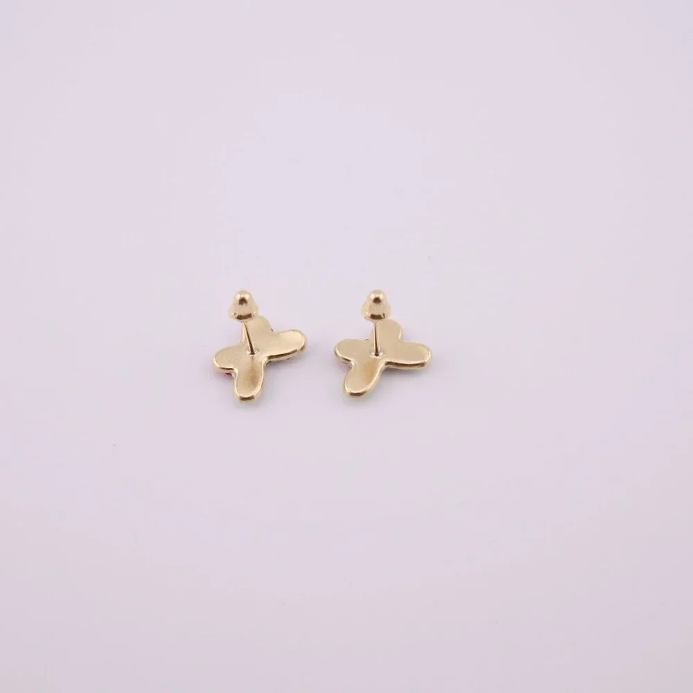 Women's 14k Gold CZ Butterfly Petite Stud Earrings with Secure Screw Post **‎